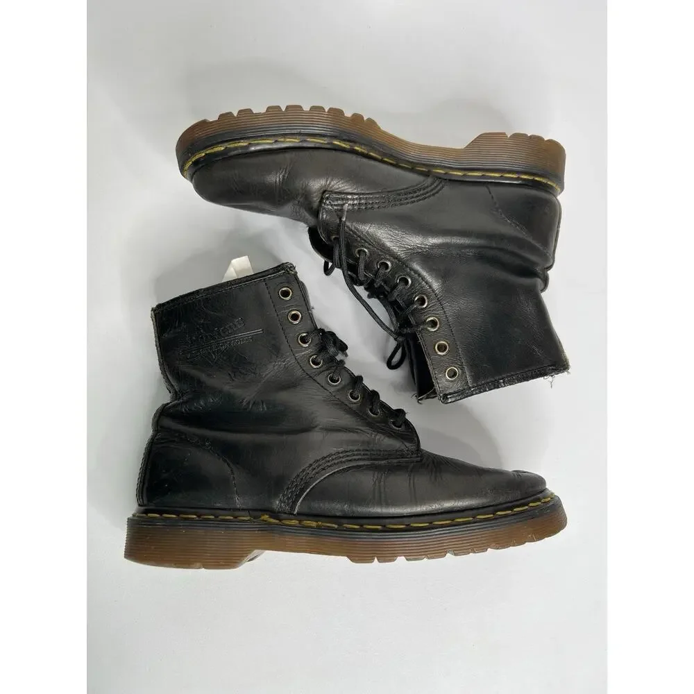 Dr. Martens 1460 Boots Black Leather Made In England Lace Vintage Men’s Size 7